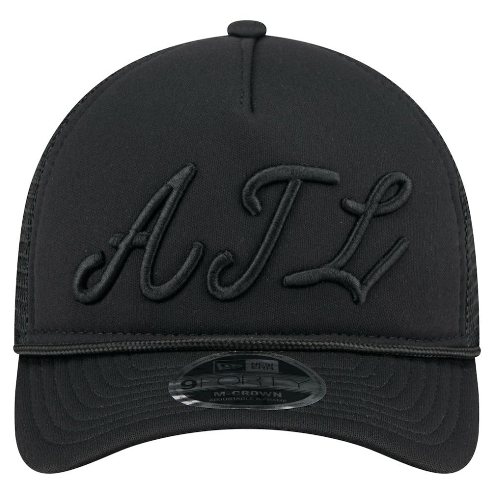 Atlanta Braves City Initial 9FORTY A-Frame M-Crown Adjustable Trucker Hat Black