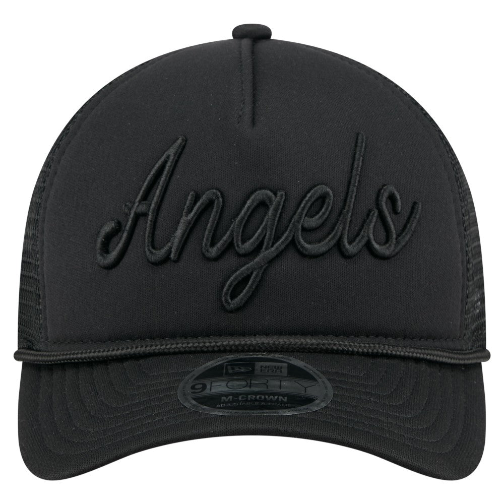Los Angeles Angels City Initial 9FORTY A-Frame M-Crown Adjustable Trucker Hat Black