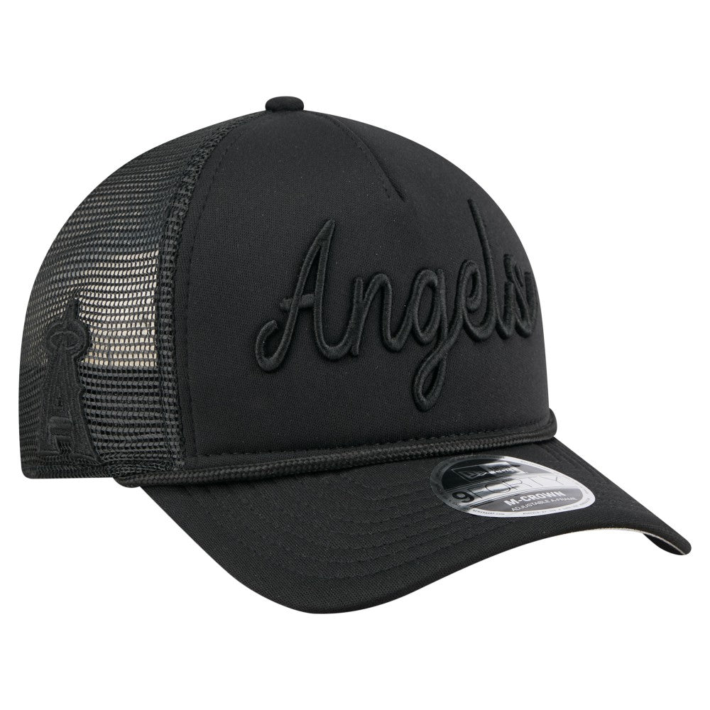 Los Angeles Angels City Initial 9FORTY A-Frame M-Crown Adjustable Trucker Hat Black