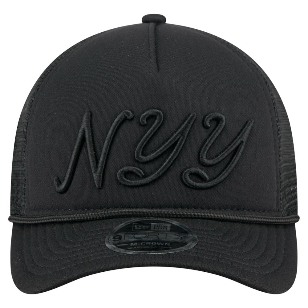 New York Yankees City Initial 9FORTY A-Frame M-Crown Adjustable Trucker Hat Black