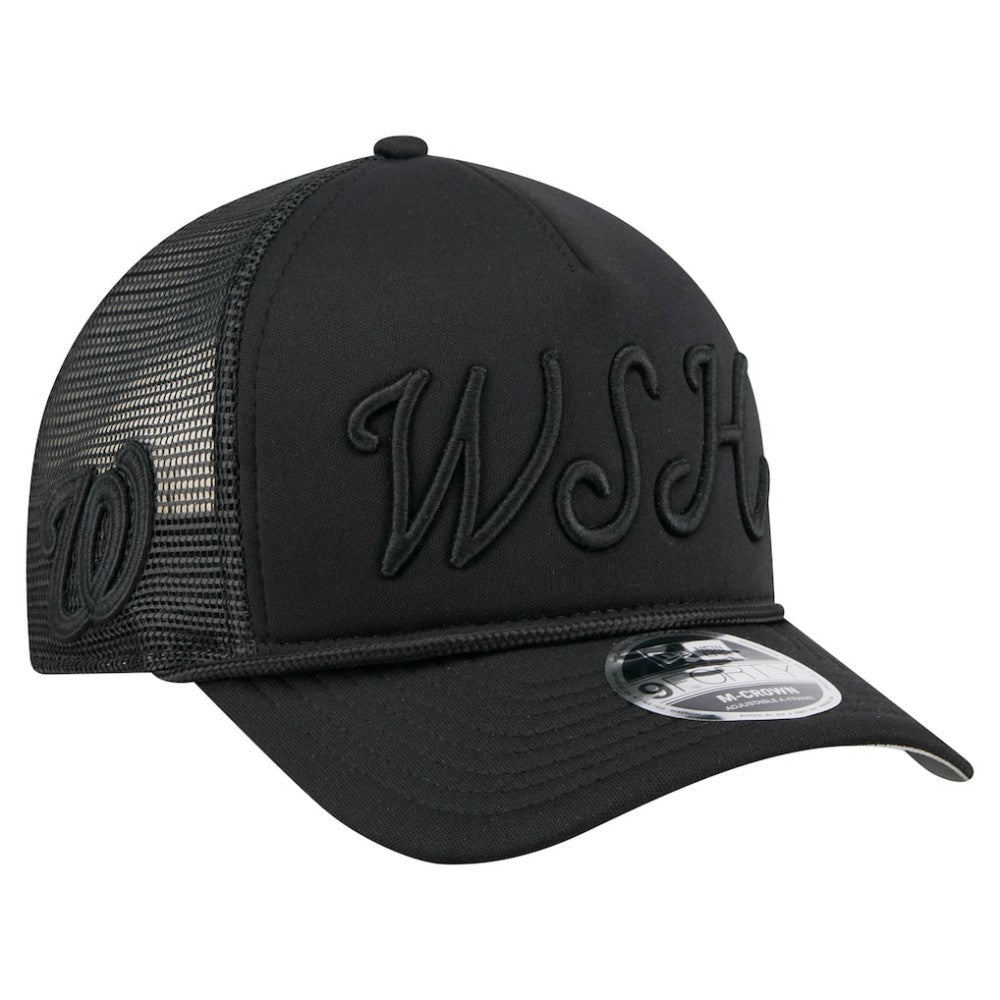 Washington Nationals City Initial 9FORTY A-Frame M-Crown Adjustable Trucker Hat Black