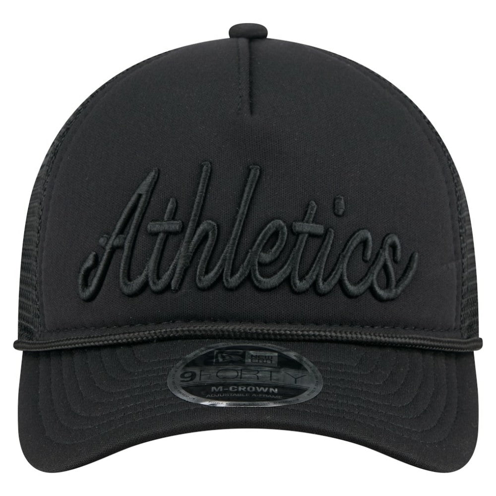 Athletics City Initial 9FORTY A-Frame M-Crown Adjustable Trucker Hat Black