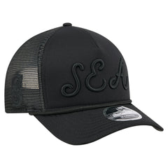 Seattle Mariners City Initial 9FORTY A-Frame M-Crown Adjustable Trucker Hat Black
