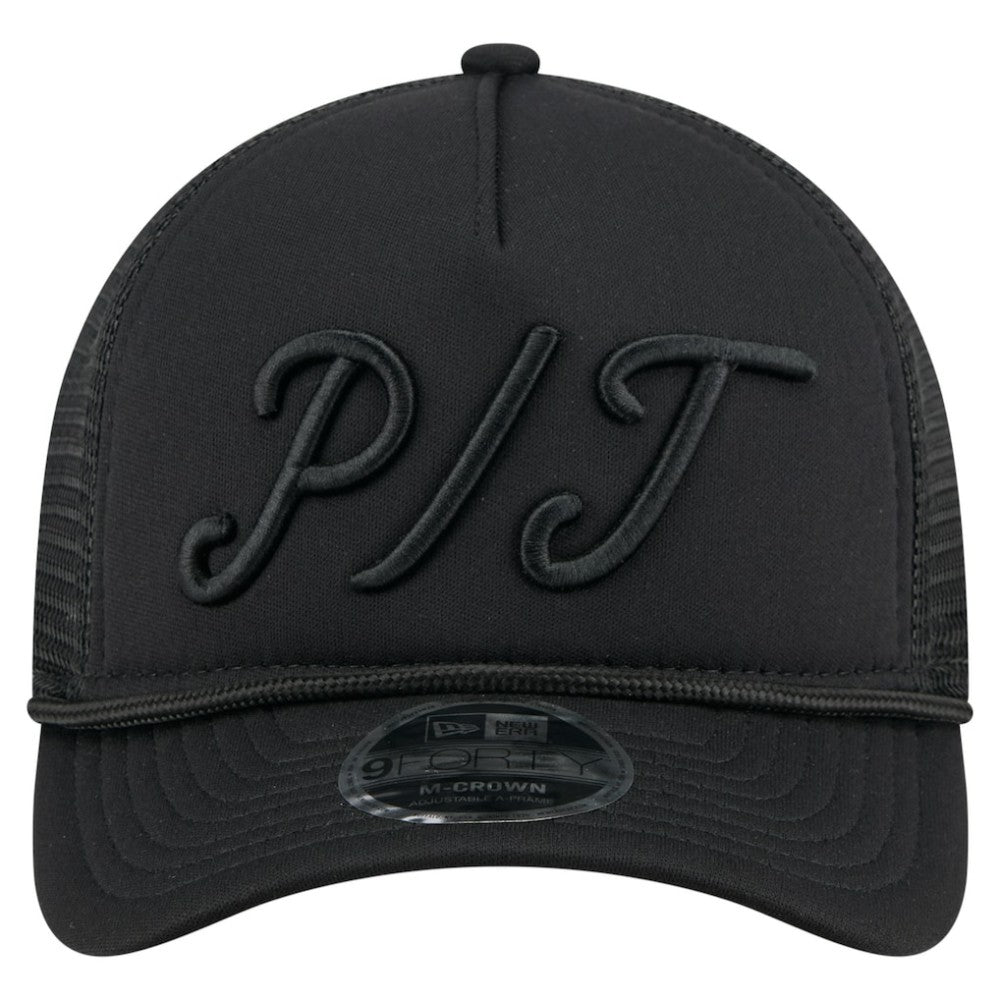 Pittsburgh Pirates City Initial 9FORTY A-Frame M-Crown Adjustable Trucker Hat Black