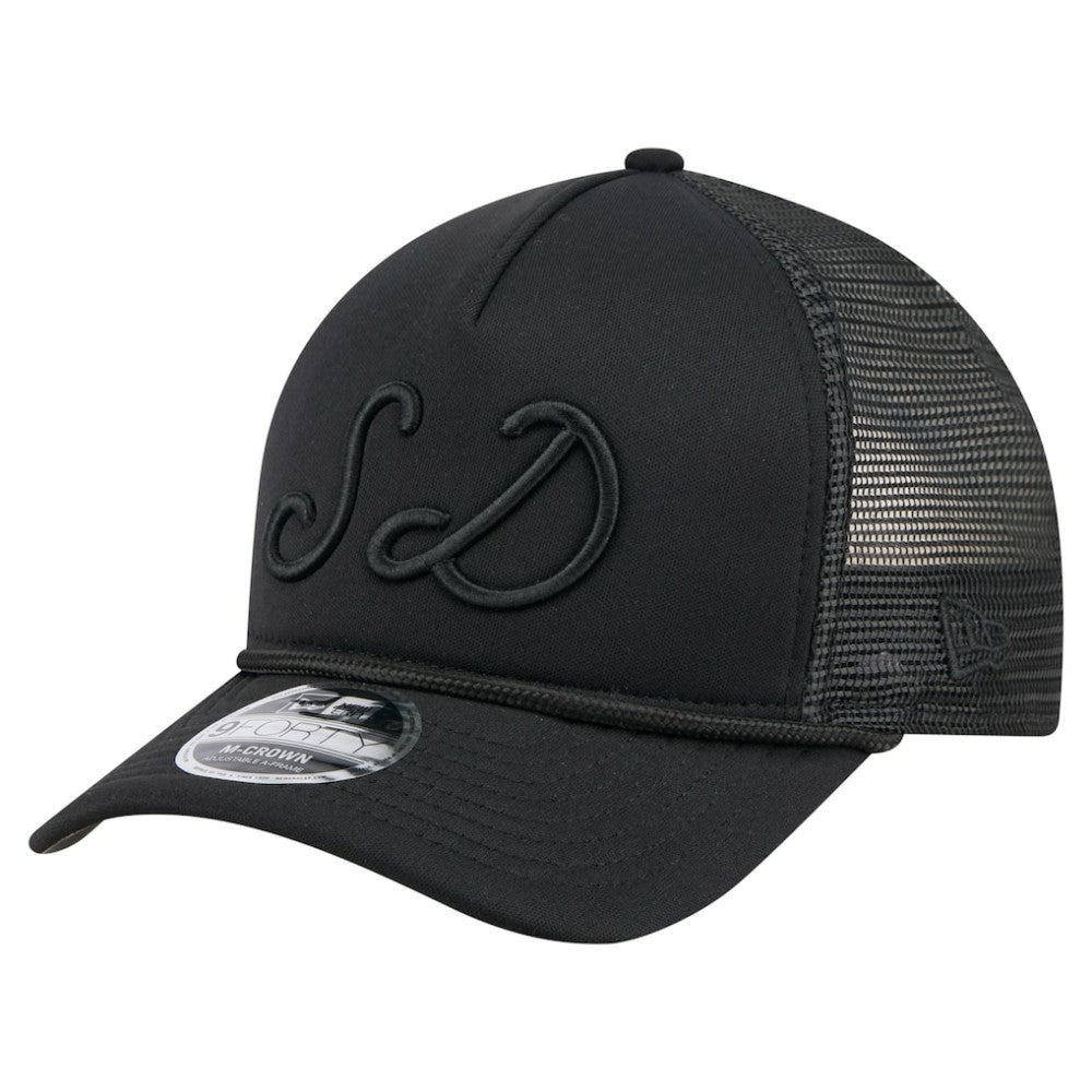 San Diego Padres City Initial 9FORTY A-Frame M-Crown Adjustable Trucker Hat Black