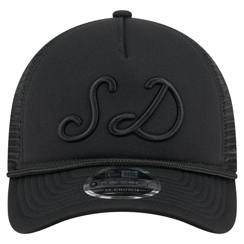 San Diego Padres City Initial 9FORTY A-Frame M-Crown Adjustable Trucker Hat Black