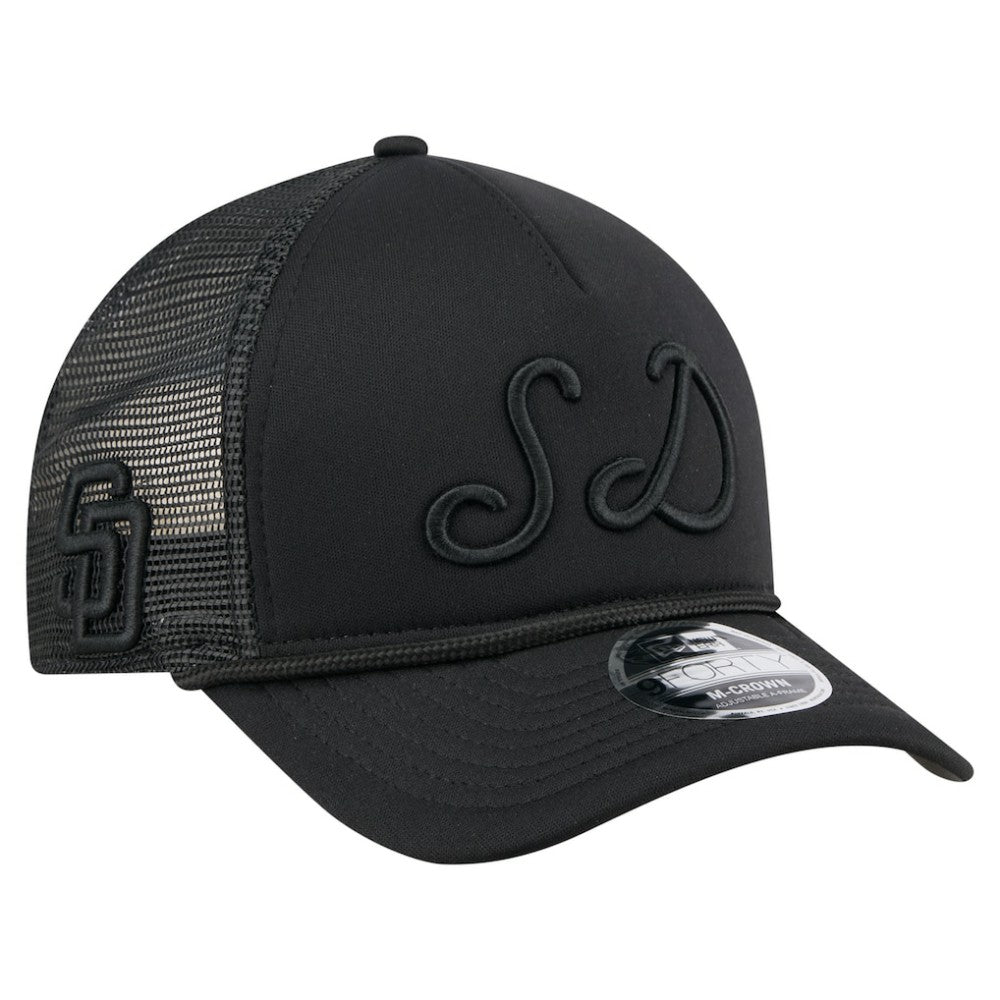 San Diego Padres City Initial 9FORTY A-Frame M-Crown Adjustable Trucker Hat Black