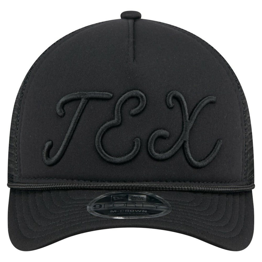 Texas Rangers City Initial 9FORTY A-Frame M-Crown Adjustable Trucker Hat Black