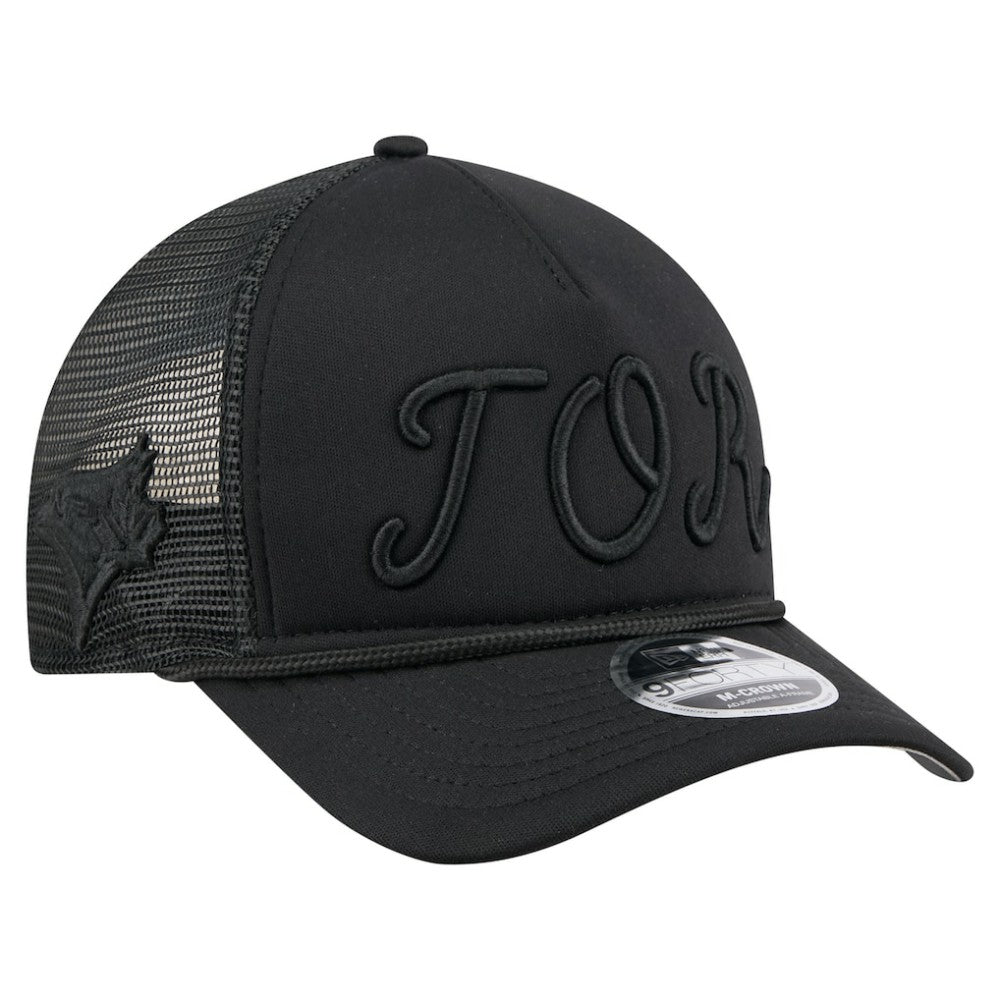 Toronto Blue Jays City Initial 9FORTY A-Frame M-Crown Adjustable Trucker Hat Black