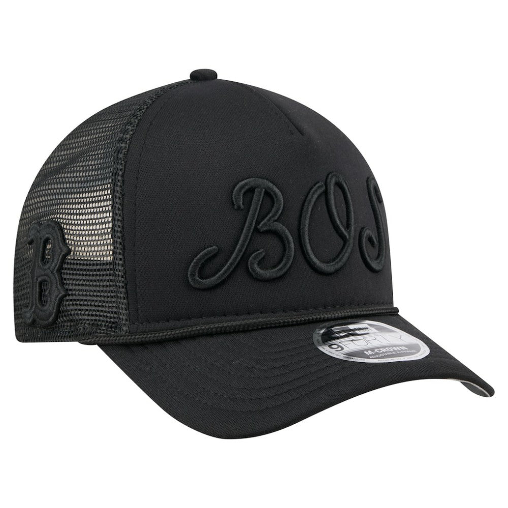 Boston Red Sox City Initial 9FORTY A-Frame M-Crown Adjustable Trucker Hat Black