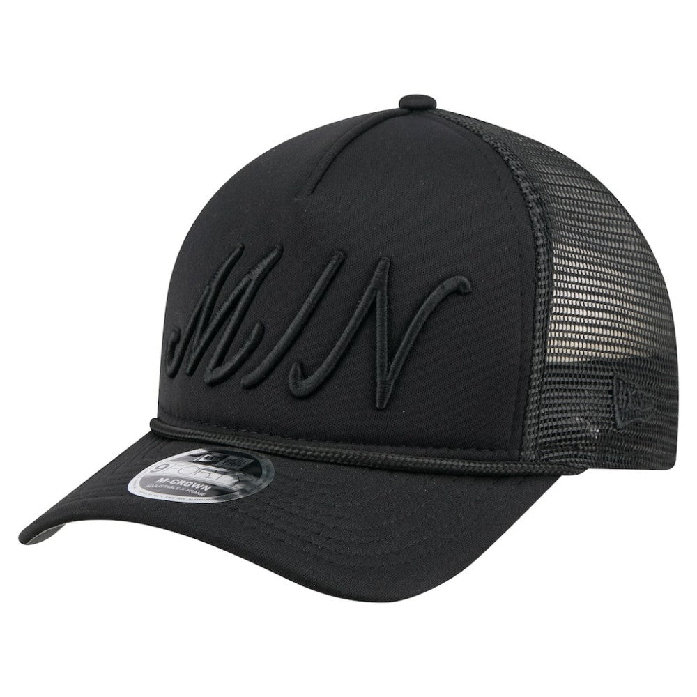 Minnesota Twins City Initial 9FORTY A-Frame M-Crown Adjustable Trucker Hat Black