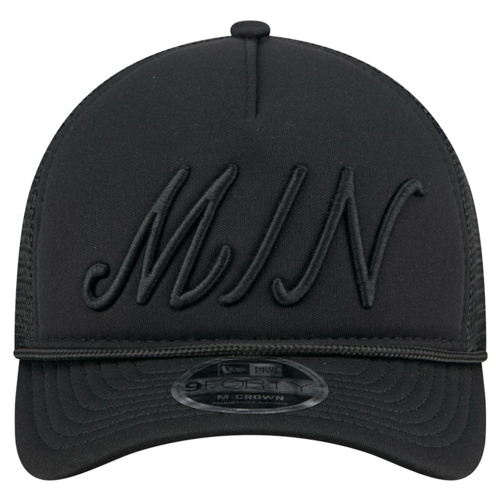 Minnesota Twins City Initial 9FORTY A-Frame M-Crown Adjustable Trucker Hat Black