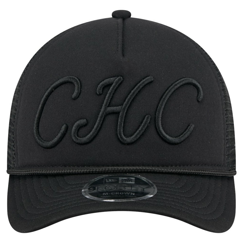 Chicago Cubs City Initial 9FORTY A-Frame M-Crown Adjustable Trucker Hat Black