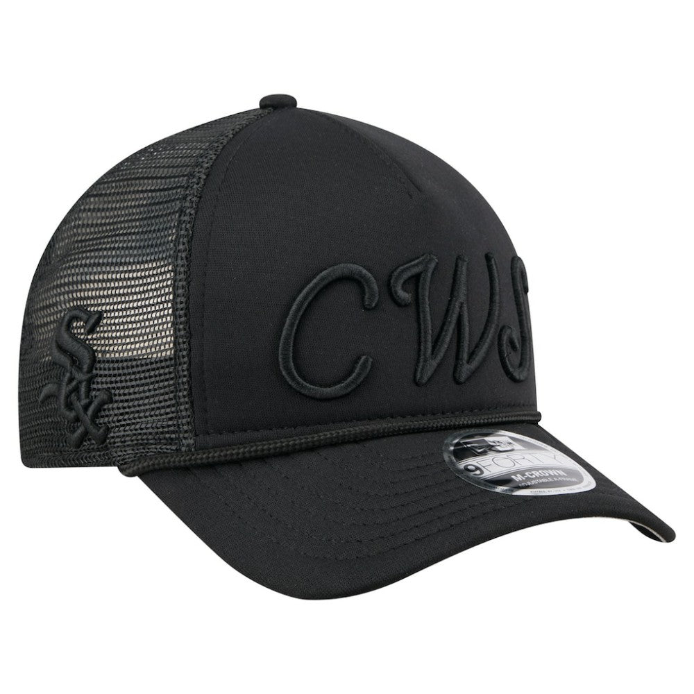 Chicago White Sox City Initial 9FORTY A-Frame M-Crown Adjustable Trucker Hat Black