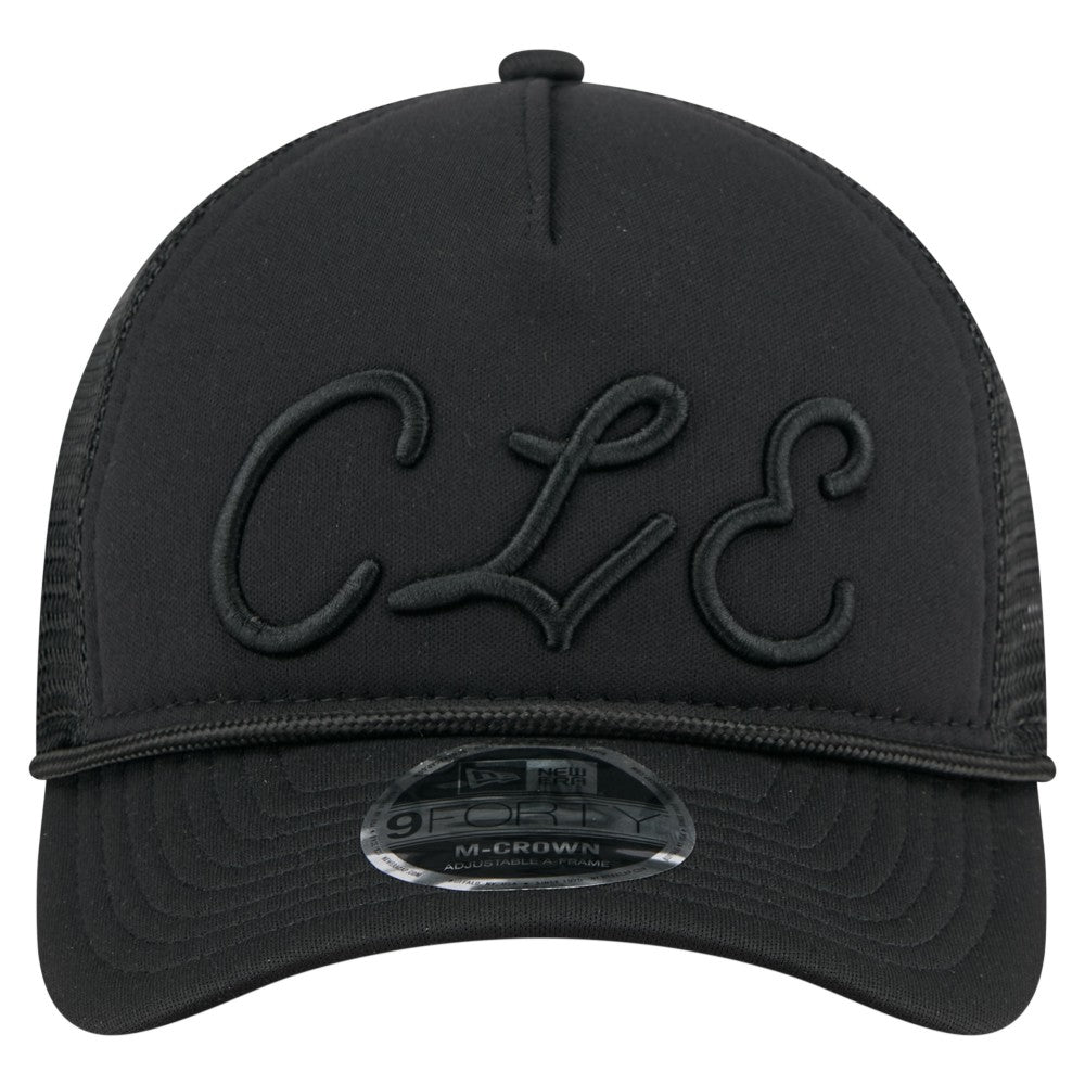 Cleveland Guardians City Initial 9FORTY A-Frame M-Crown Adjustable Trucker Hat Black