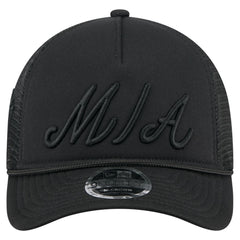 Miami Marlins City Initial 9FORTY A-Frame M-Crown Adjustable Trucker Hat Black