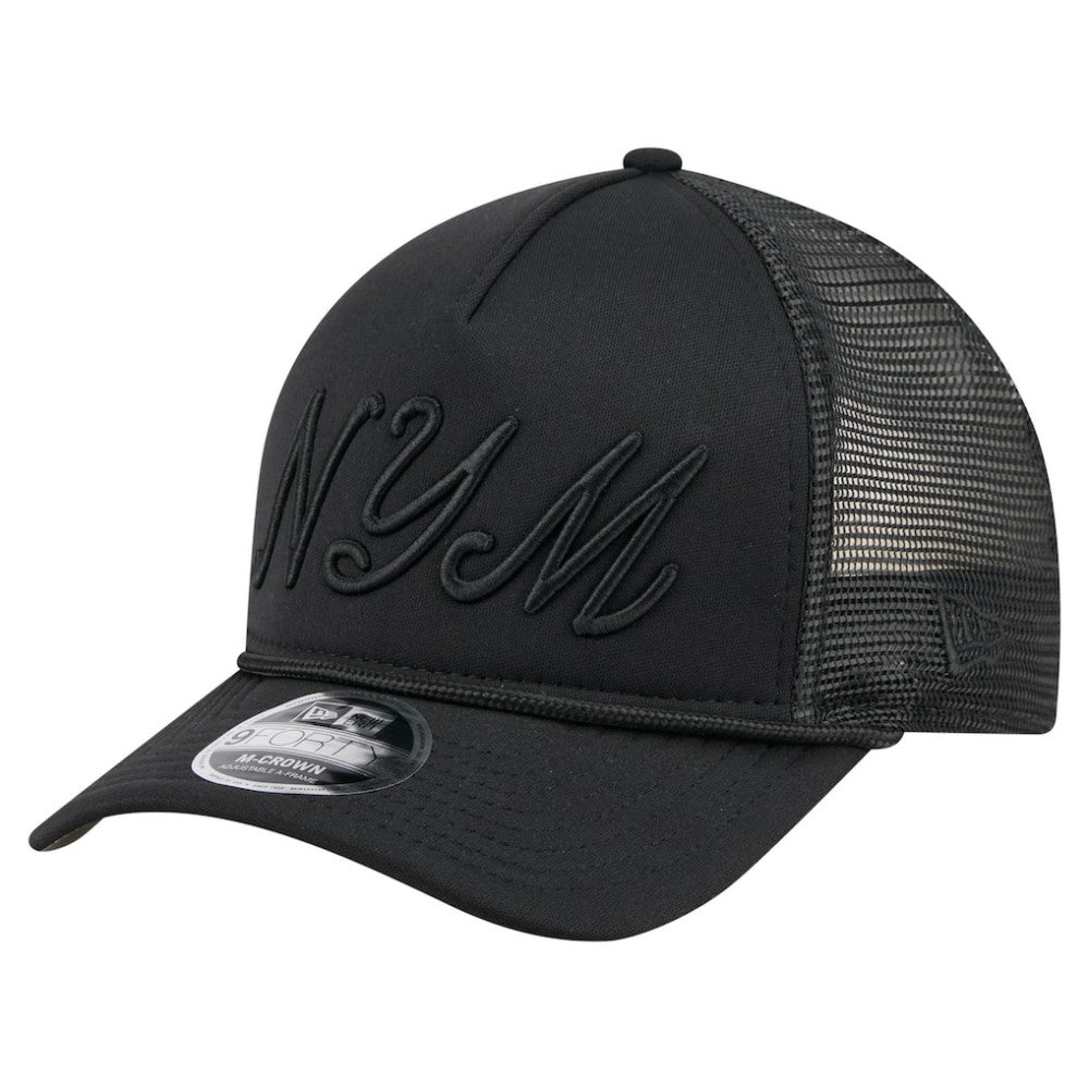 New York Mets City Initial 9FORTY A-Frame M-Crown Adjustable Trucker Hat Black