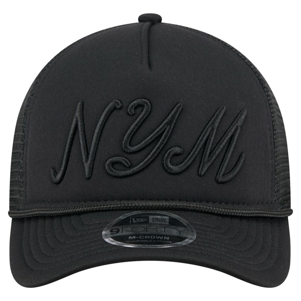 New York Mets City Initial 9FORTY A-Frame M-Crown Adjustable Trucker Hat Black
