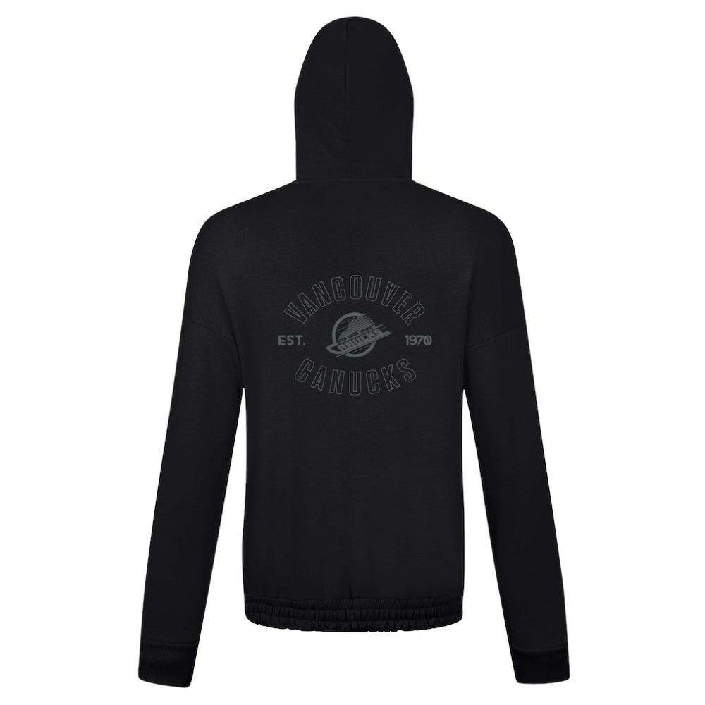Vancouver Canucks Levelwear Women's Waterfall Nightfall Pullover Hoodie - Black Hoodies
