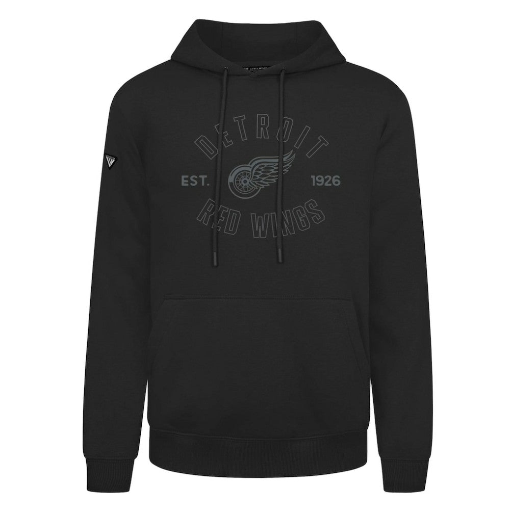 Detroit Red Wings Levelwear Podium Abyssal Pullover Hoodie - Black Hoodies