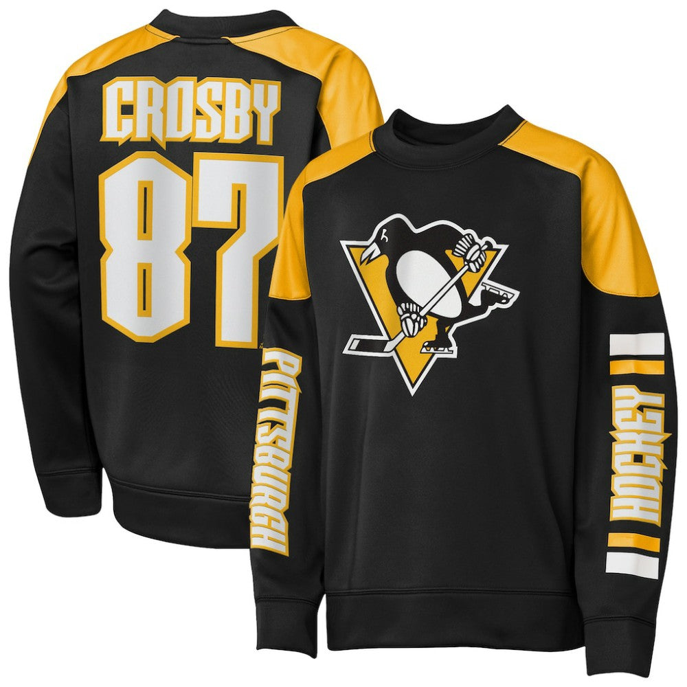 Sidney Crosby Pittsburgh Penguins Outerstuff Youth Best Defense Name & Number Crewneck Sweatshirt - Black Sweatshirts