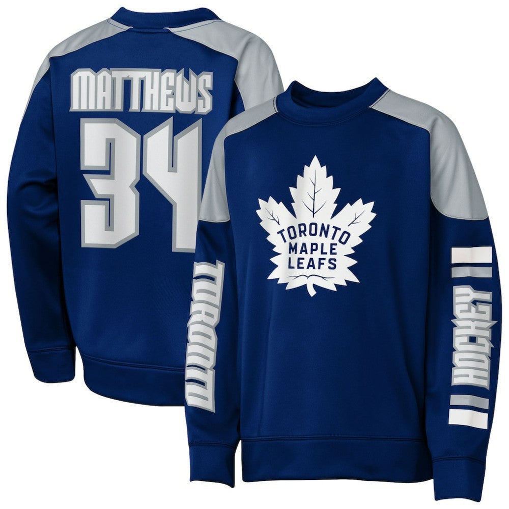 Auston Matthews Toronto Maple Leafs Outerstuff Youth Best Defense Name & Number Crewneck Sweatshirt - Blue Sweatshirts