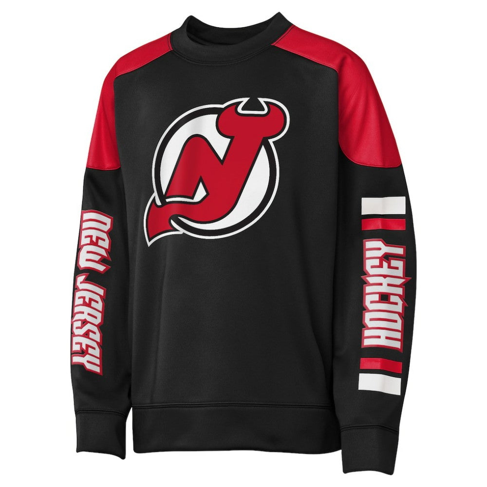 Jack Hughes New Jersey Devils Outerstuff Youth Best Defense Name & Number Crewneck Sweatshirt - Black Sweatshirts