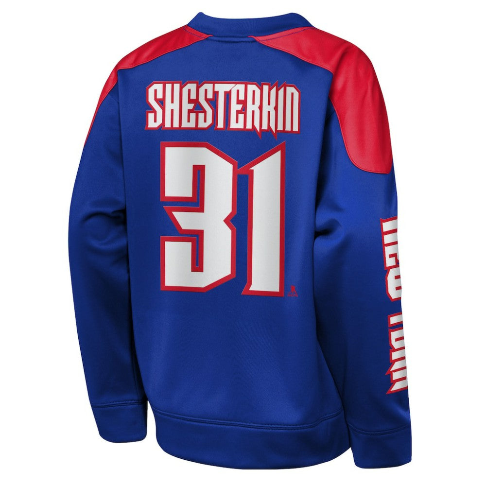 Igor Shesterkin New York Rangers Outerstuff Youth Best Defense Name & Number Crewneck Sweatshirt - Blue Sweatshirts