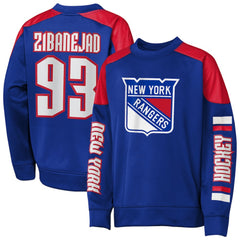 Mika Zibanejad New York Rangers Outerstuff Youth Best Defense Name & Number Crewneck Sweatshirt - Blue Sweatshirts