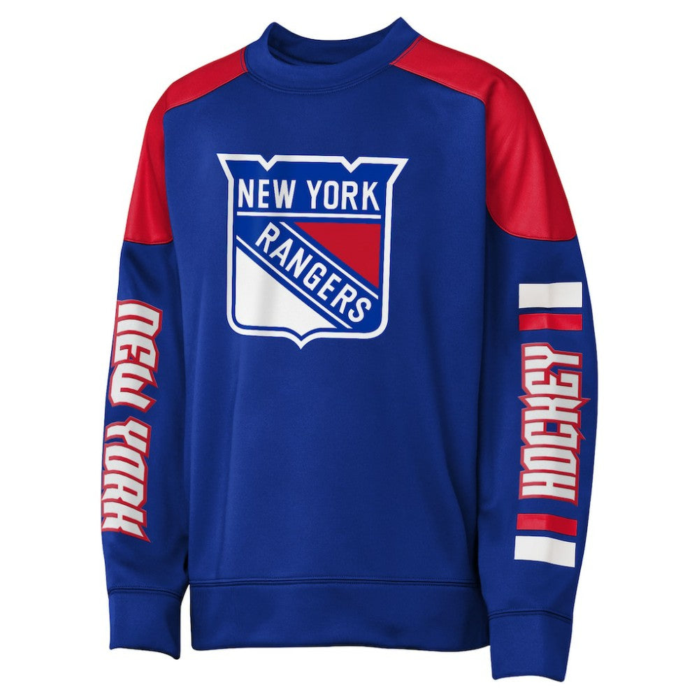 Mika Zibanejad New York Rangers Outerstuff Youth Best Defense Name & Number Crewneck Sweatshirt - Blue Sweatshirts