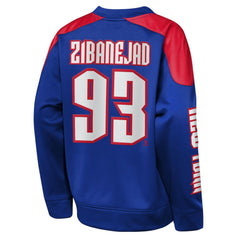 Mika Zibanejad New York Rangers Outerstuff Youth Best Defense Name & Number Crewneck Sweatshirt - Blue Sweatshirts