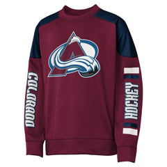 Nathan MacKinnon Colorado Avalanche Outerstuff Youth Best Defense Name & Number Crewneck Sweatshirt - Burgundy Sweatshirts