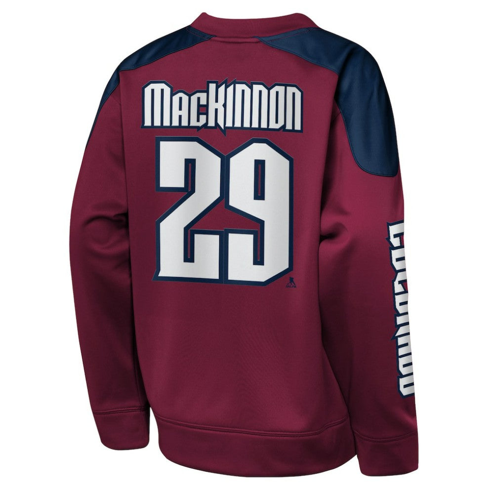 Nathan MacKinnon Colorado Avalanche Outerstuff Youth Best Defense Name & Number Crewneck Sweatshirt - Burgundy Sweatshirts