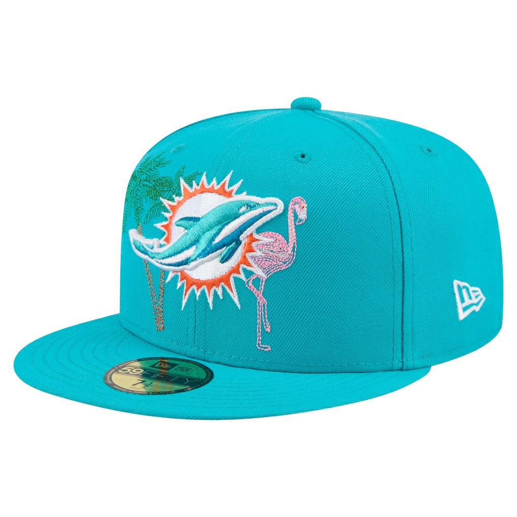 Miami Dolphins New Era State Stitch 59FIFTY Fitted Hat - Aqua discount