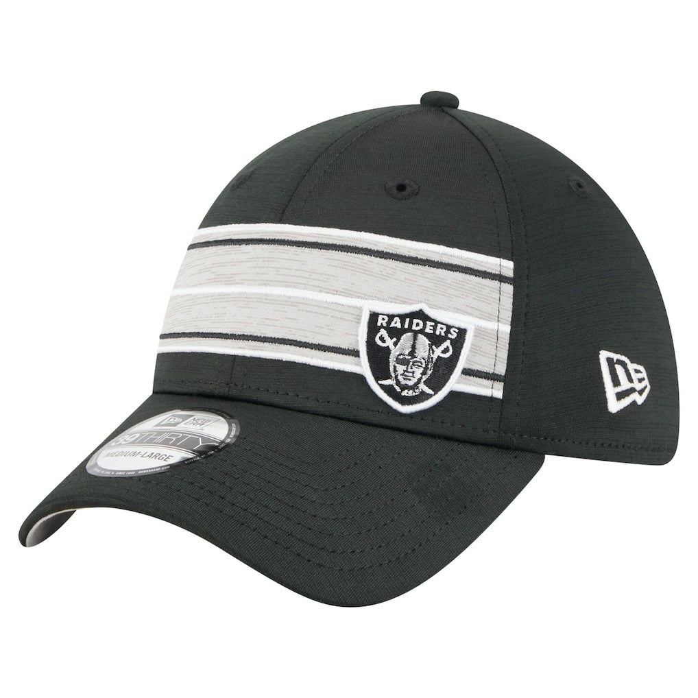 Las Vegas Raiders New Era Stripes 39THIRTY Flex Hat - Black on sale