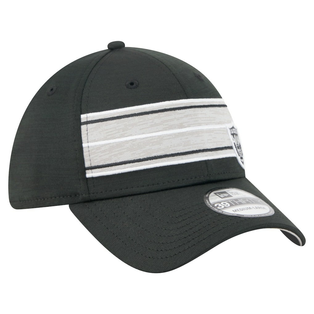 Las Vegas Raiders New Era Stripes 39THIRTY Flex Hat - Black on sale