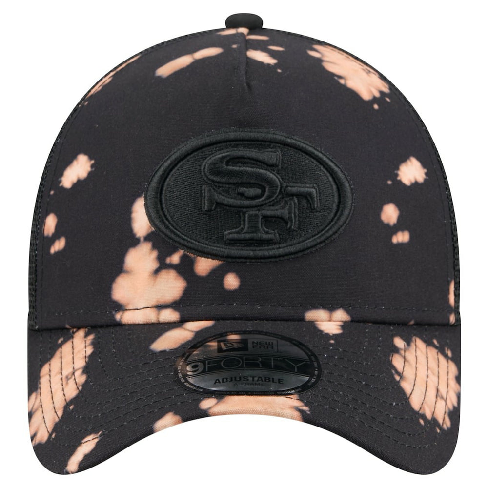 San Francisco 49ers New Era Bleached 9FORTY A-Frame Adjustable Hat - Black cheap