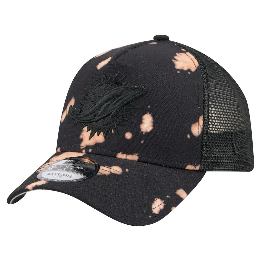 Miami Dolphins New Era Bleached 9FORTY A-Frame Adjustable Hat - Black outlet