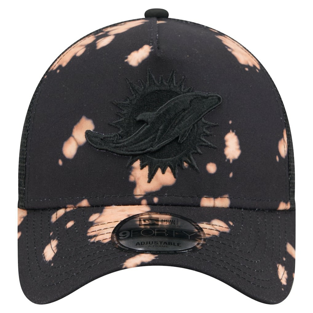 Miami Dolphins New Era Bleached 9FORTY A-Frame Adjustable Hat - Black outlet