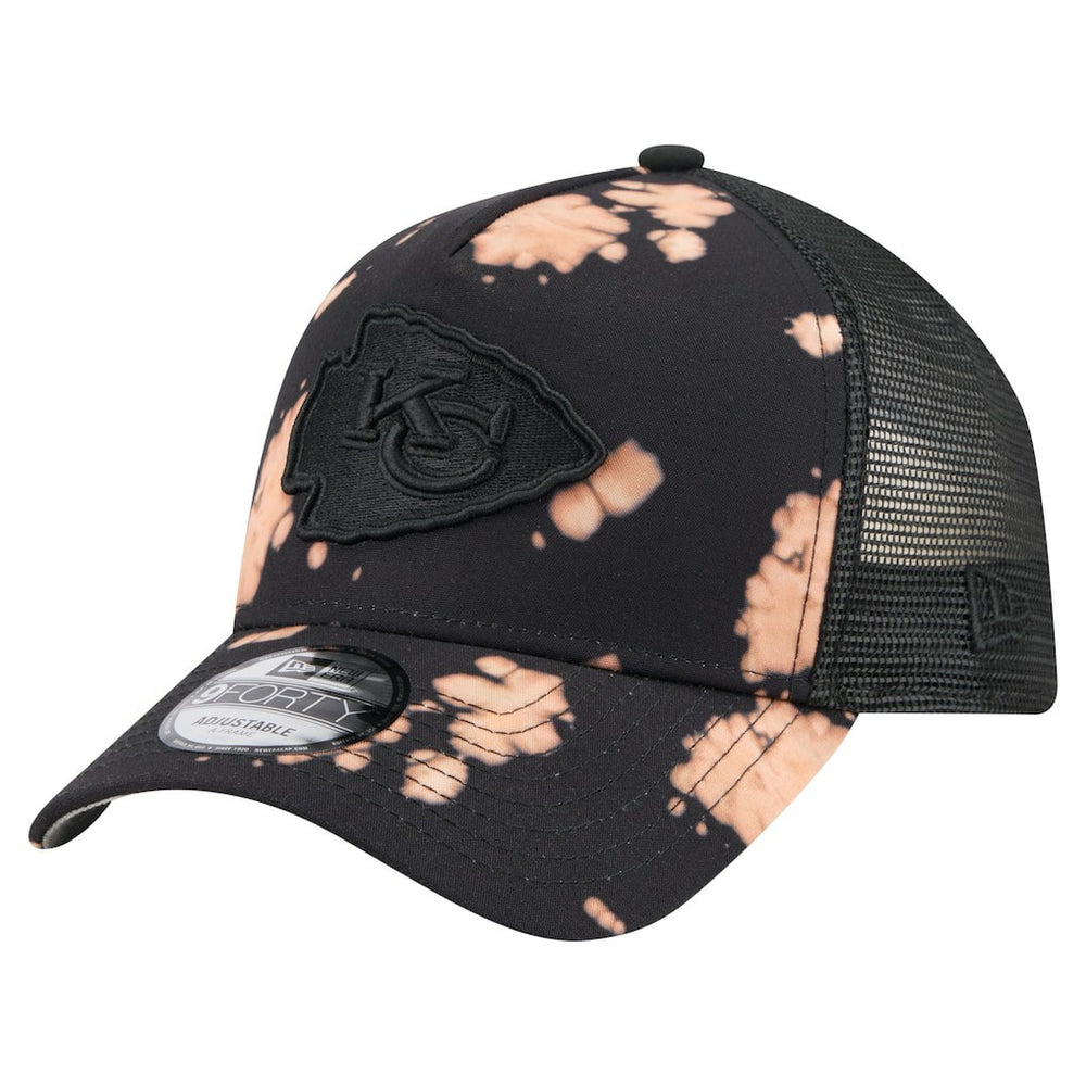 Kansas City Chiefs New Era Bleached 9FORTY A-Frame Adjustable Hat - Black for sale