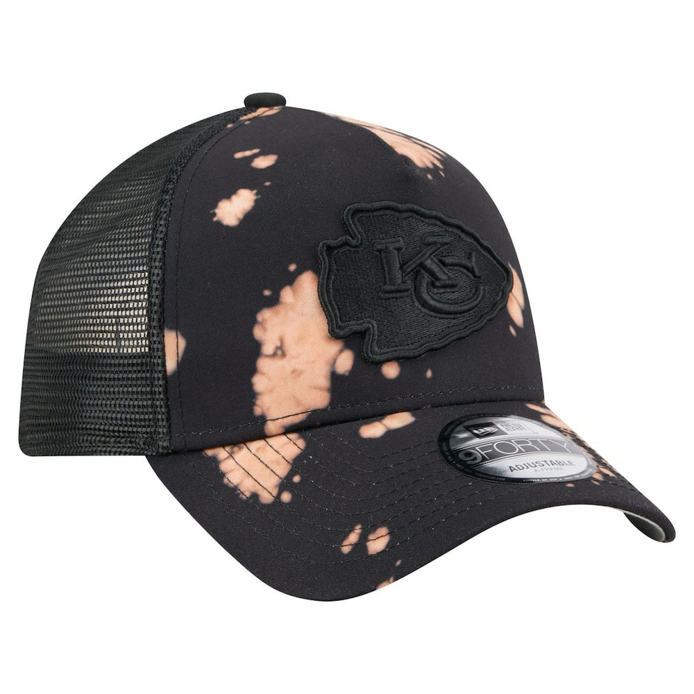 Kansas City Chiefs New Era Bleached 9FORTY A-Frame Adjustable Hat - Black for sale