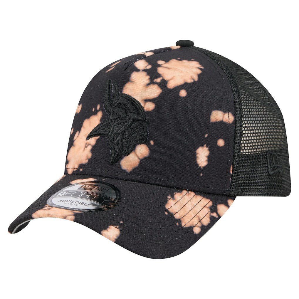 Minnesota Vikings New Era Bleached A-Frame 9FORTY Trucker Adjustable Hat - Black for sale