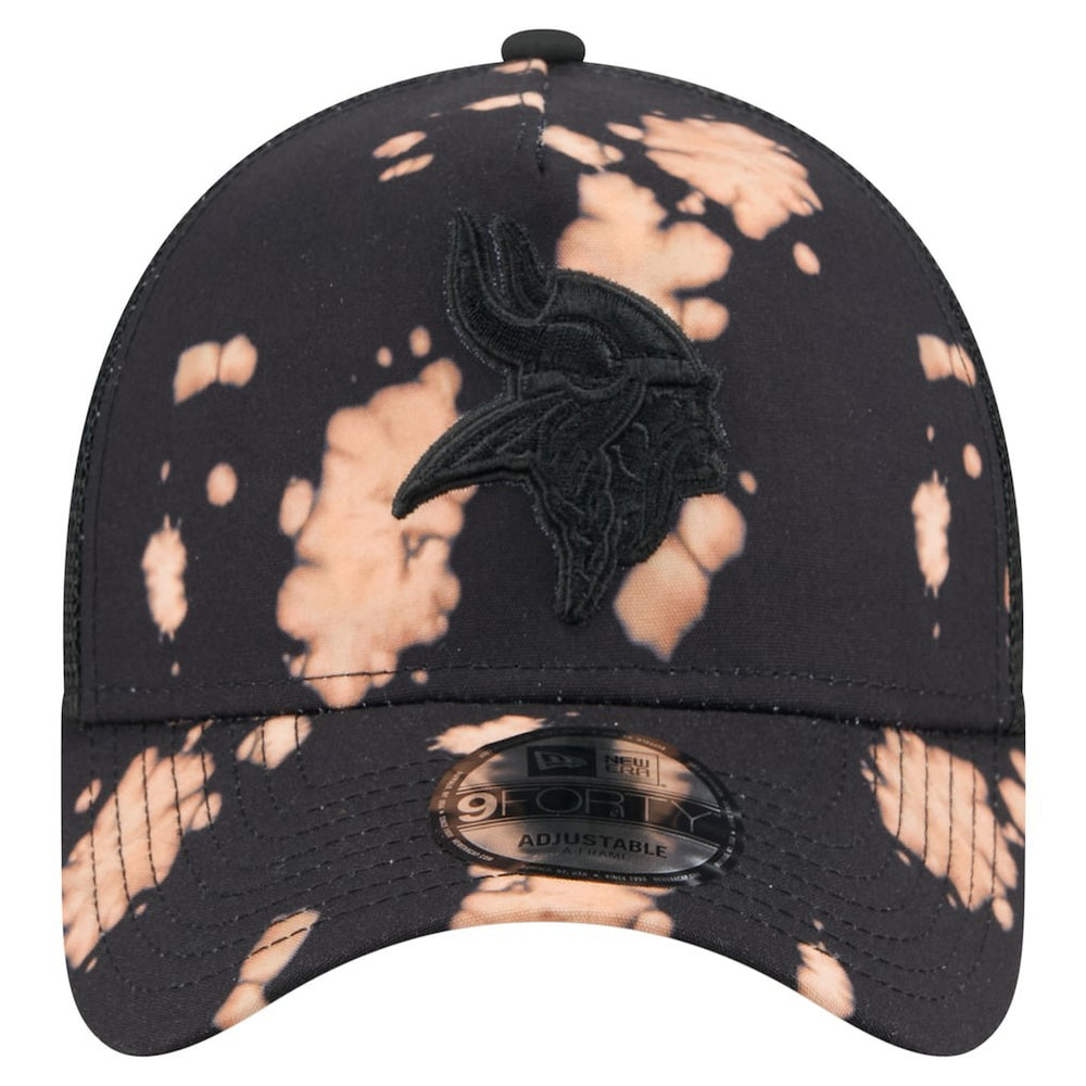Minnesota Vikings New Era Bleached A-Frame 9FORTY Trucker Adjustable Hat - Black for sale