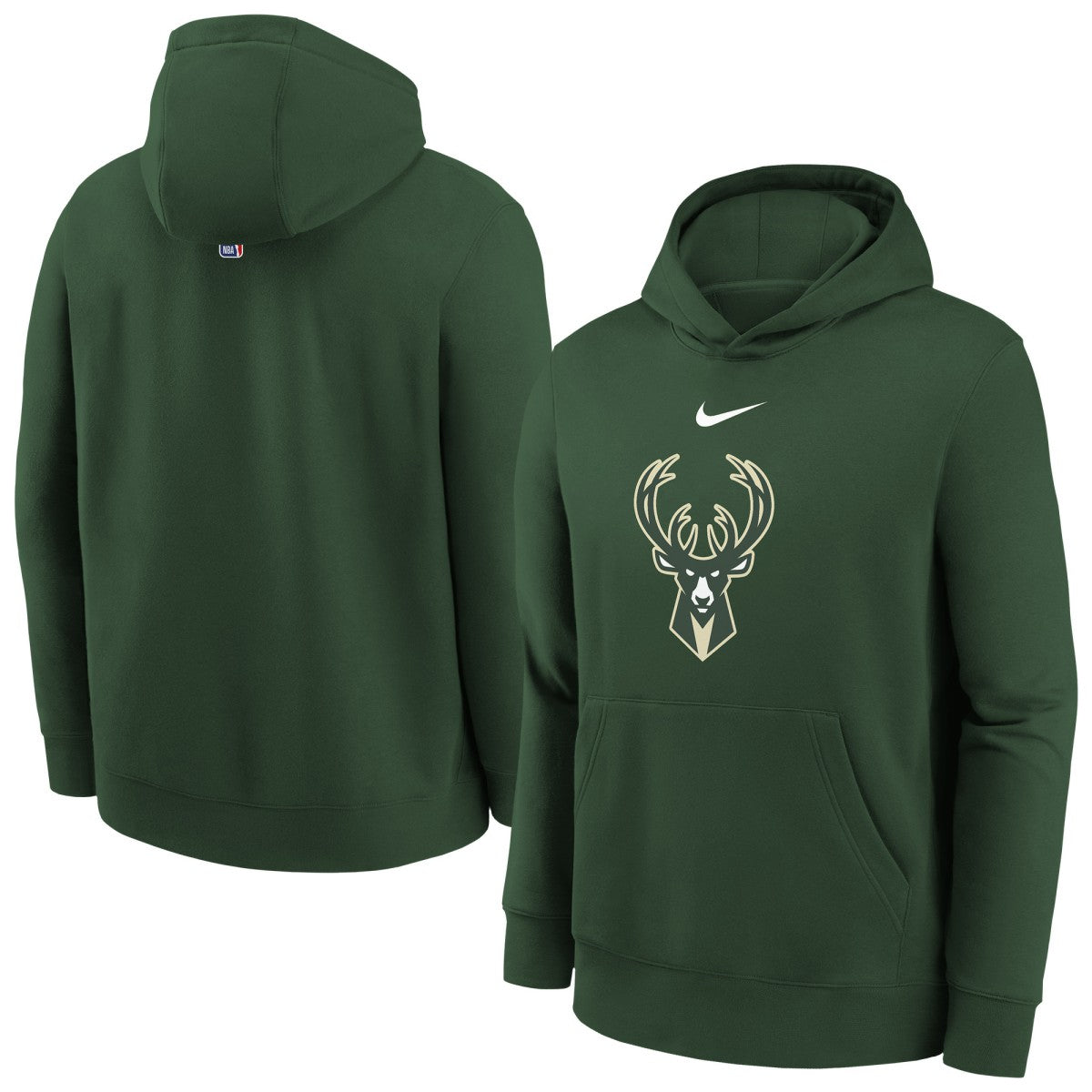 Milwaukee Bucks Youth 2025/26 Club Fleece Hoodie - Hunter Green for sale