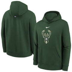 Milwaukee Bucks Youth 2025/26 Club Fleece Hoodie - Hunter Green for sale