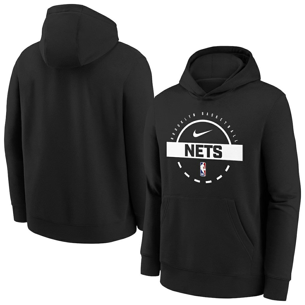 Brooklyn Nets Youth 2025/26 Club Fleece Practice Hoodie - Black on sale