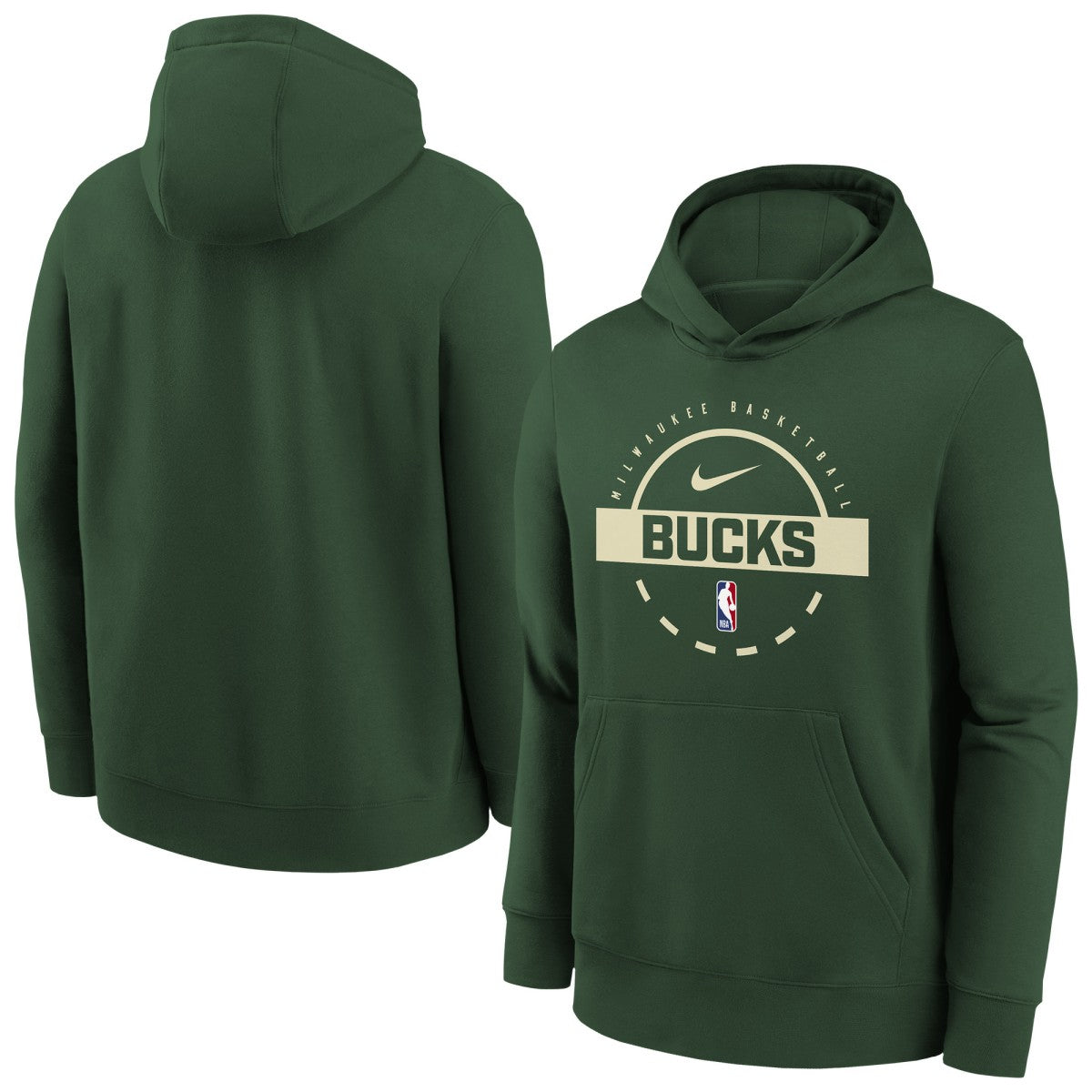 Milwaukee Bucks Youth 2025/26 Club Fleece Practice Hoodie - Hunter Green for sale