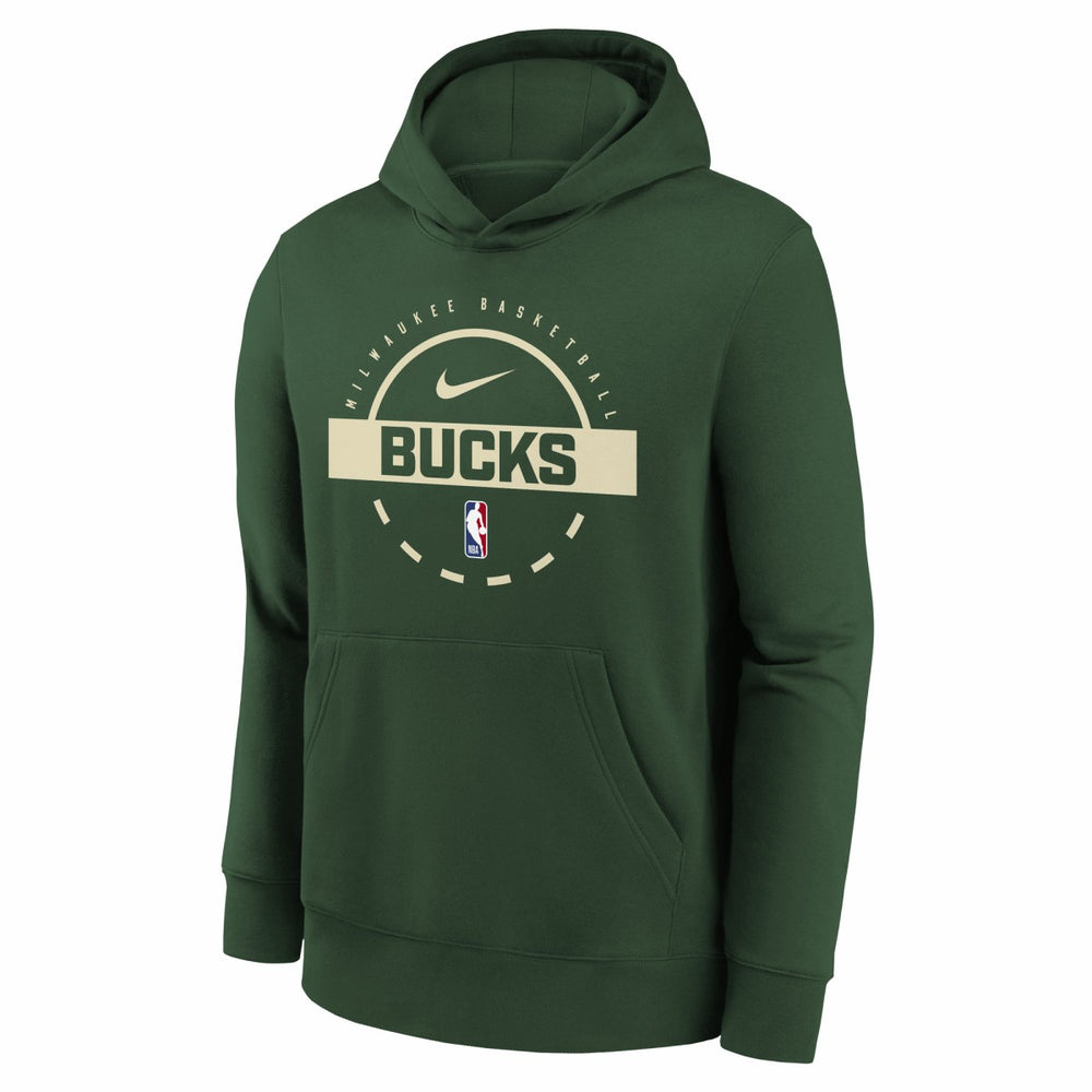 Milwaukee Bucks Youth 2025/26 Club Fleece Practice Hoodie - Hunter Green for sale