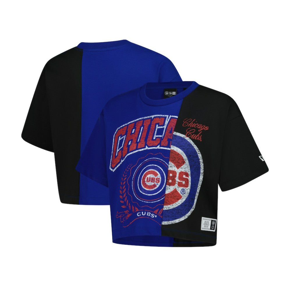 Chicago Cubs Women's Upcycled Colorblocked Boxy Cropped T-Shirt Royal