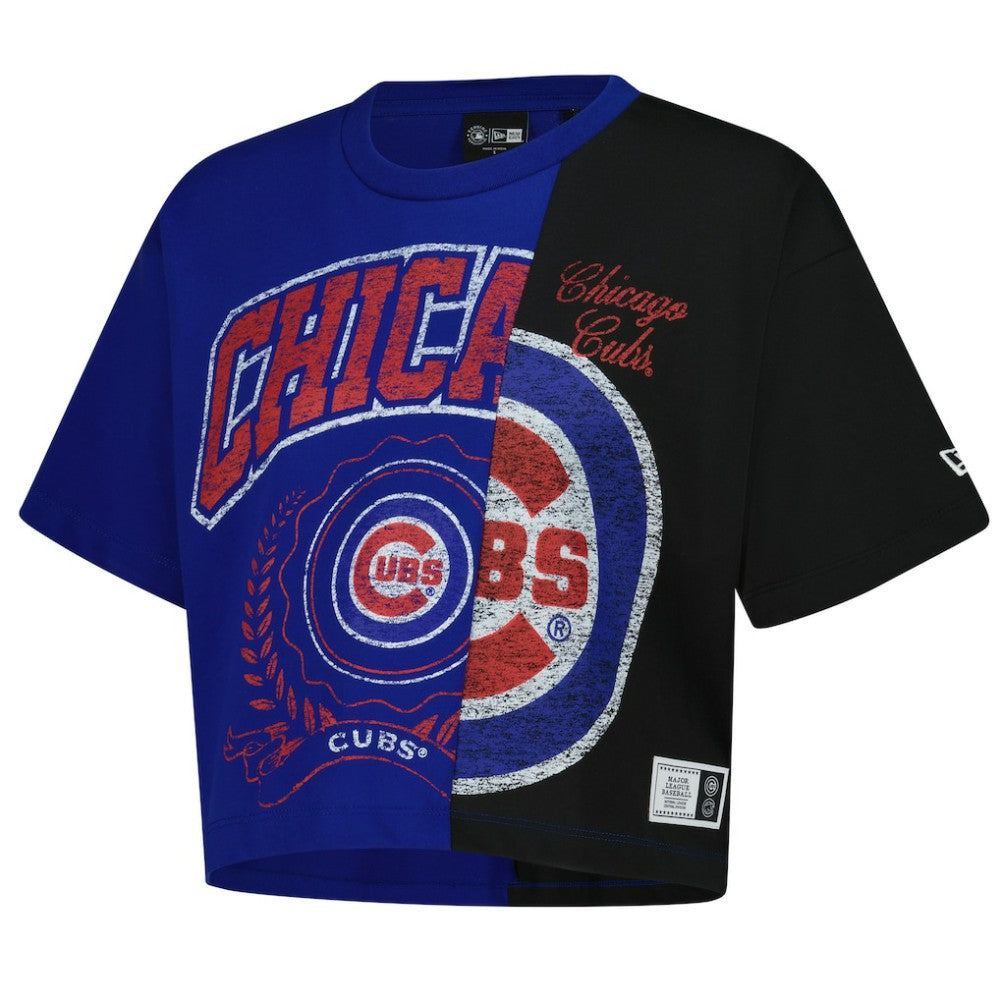 Chicago Cubs Women's Upcycled Colorblocked Boxy Cropped T-Shirt Royal
